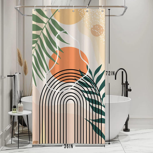 Cortina de ducha pequeña, estilo bohemio de mediados de siglo, para baño,...