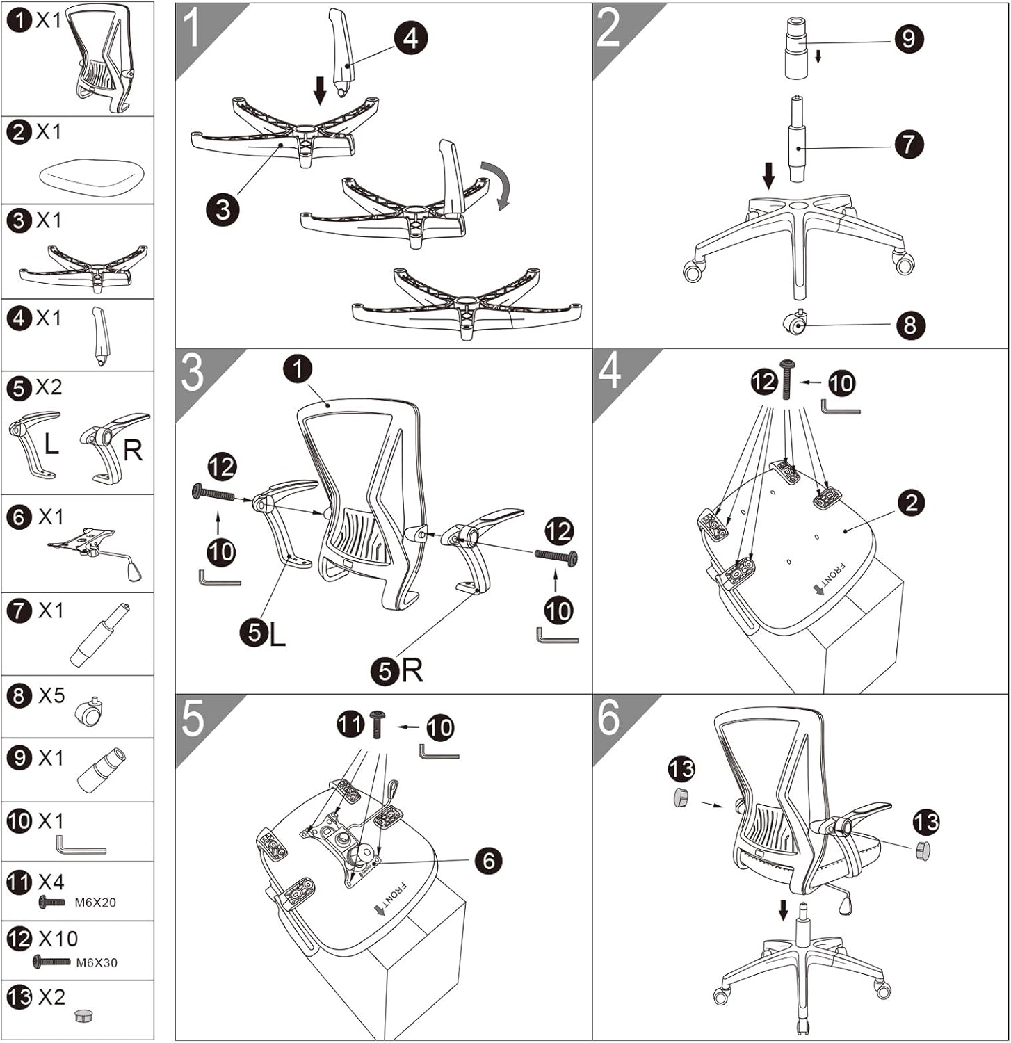 KOLLIEE - Silla de oficina con malla en el respaldo, silla para computadora...