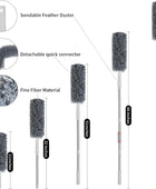 Plumero de microfibra mejorado, 4 cabezales de limpieza de polvo, plumero de