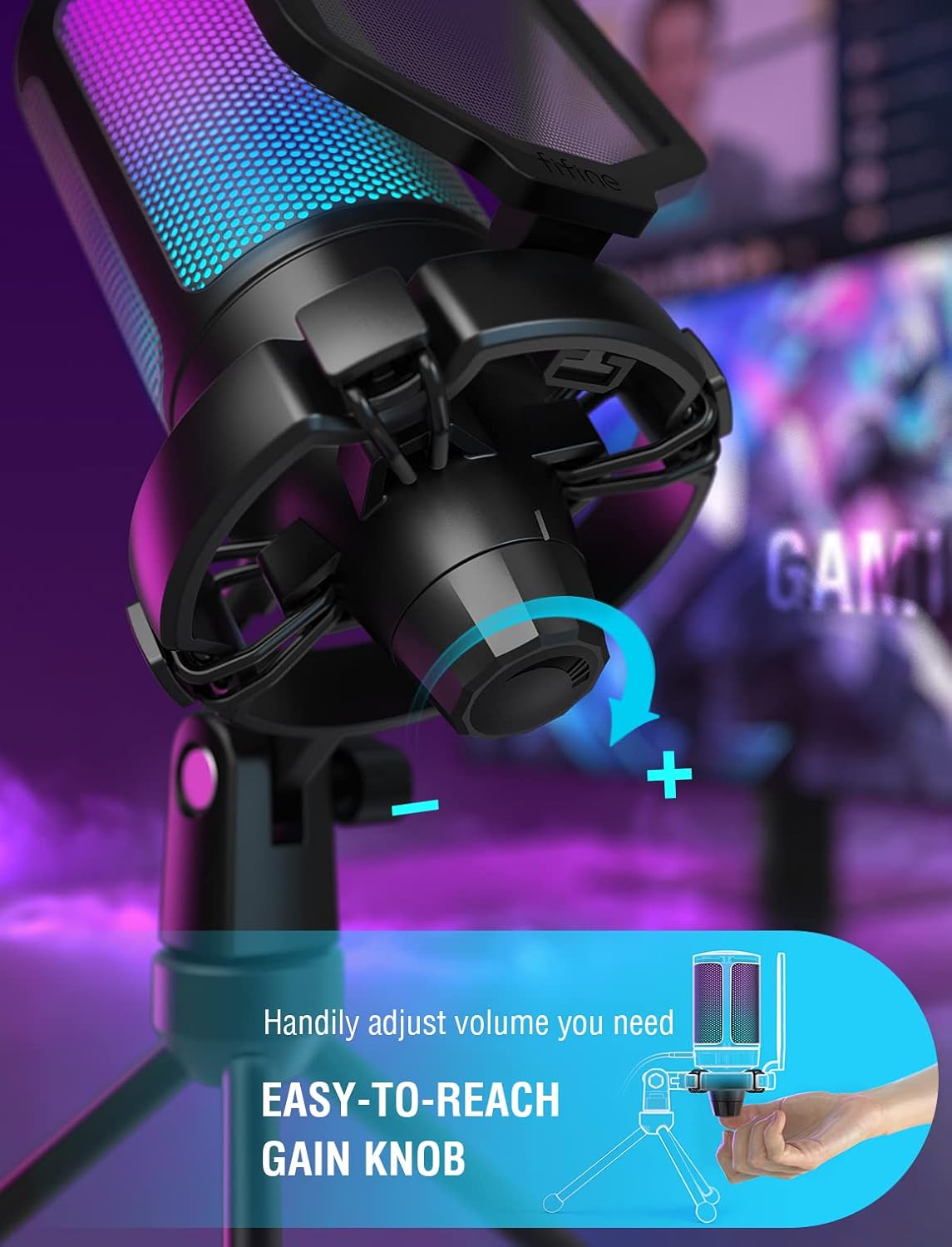 FIFINE Micrófono USB para juegos para PC PS5, micrófono de condensador con...
