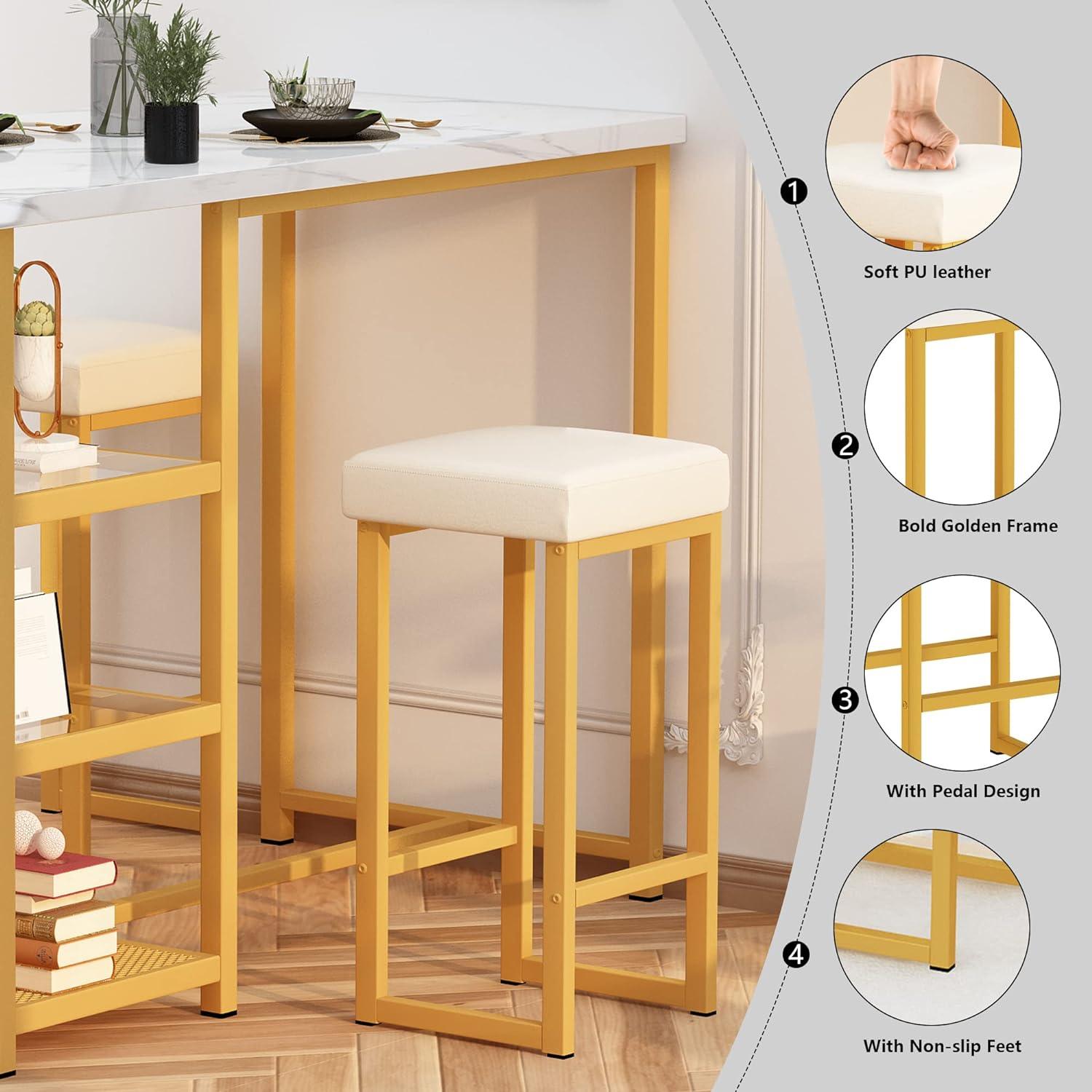 Lamerge Juego de mesa de cocina para 2, isla de cocina con mesa de bar con