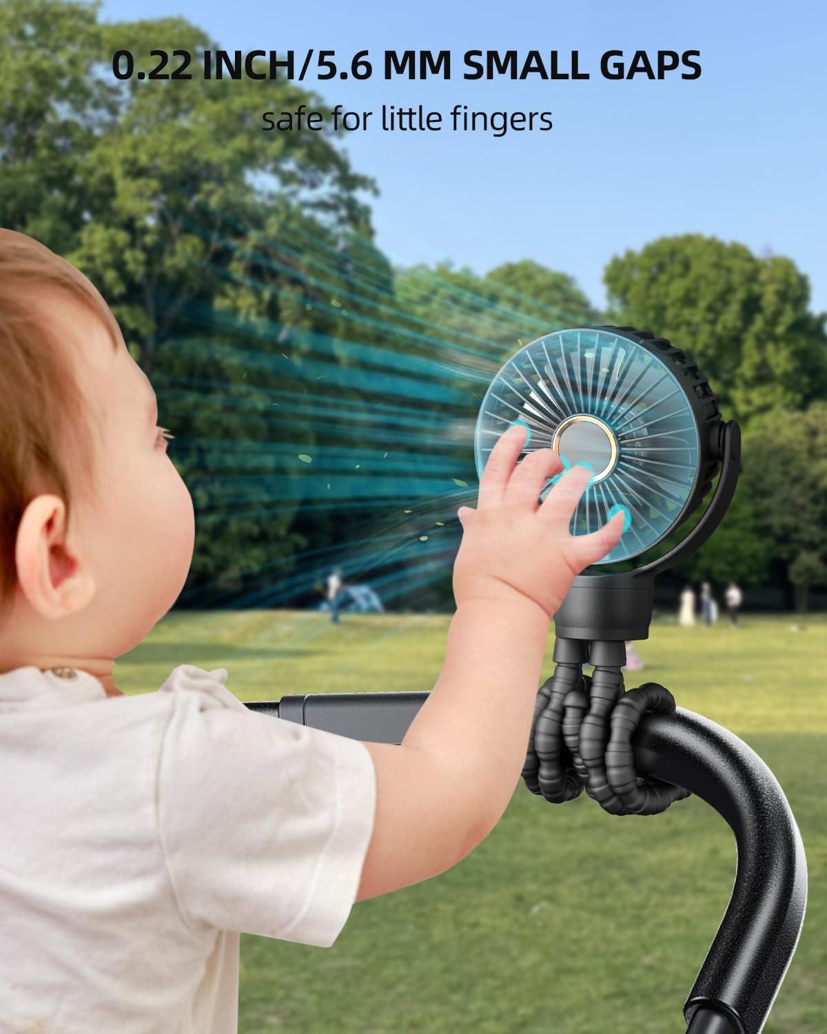 Mini ventilador de cochecito, ventilador portátil para bebé, funciona con
