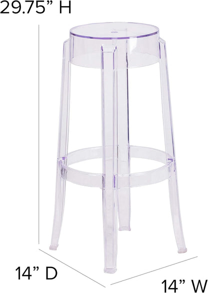 Taburete de bar Laney de 29.75 pulgadas de alto transparente