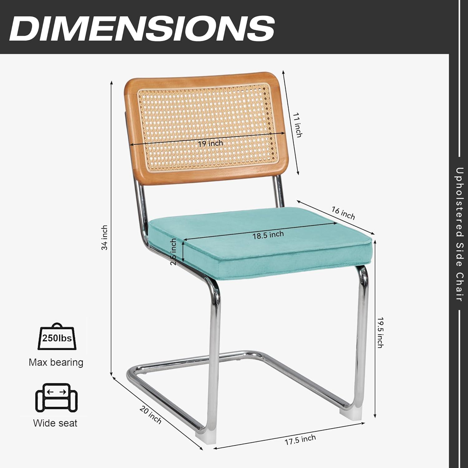 Juego de 2 sillas de comedor de ratán, sillas modernas de mediados de siglo con