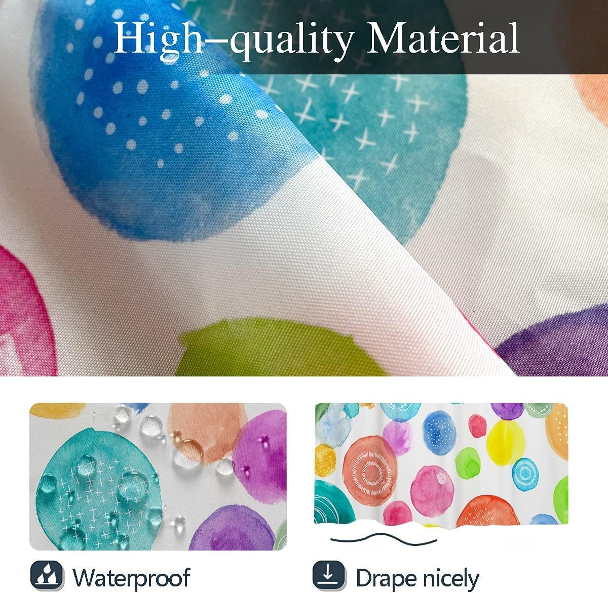 Coxila Cortina de ducha colorida para niños y niñas, diseño de lunares, diseño...