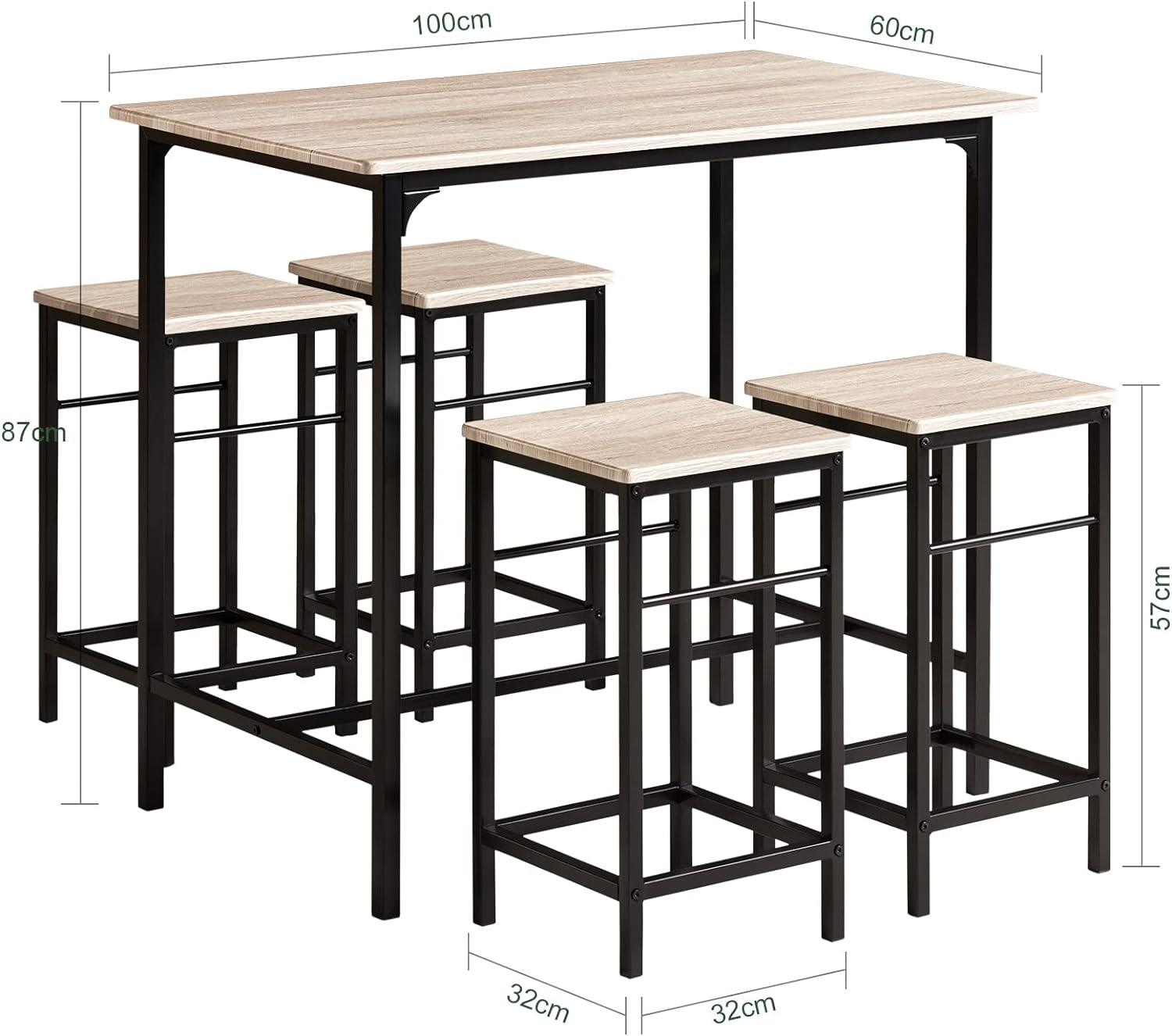 Haotian Juego de 1 mesa de bar y 4 taburetes, juego de muebles de cocina para