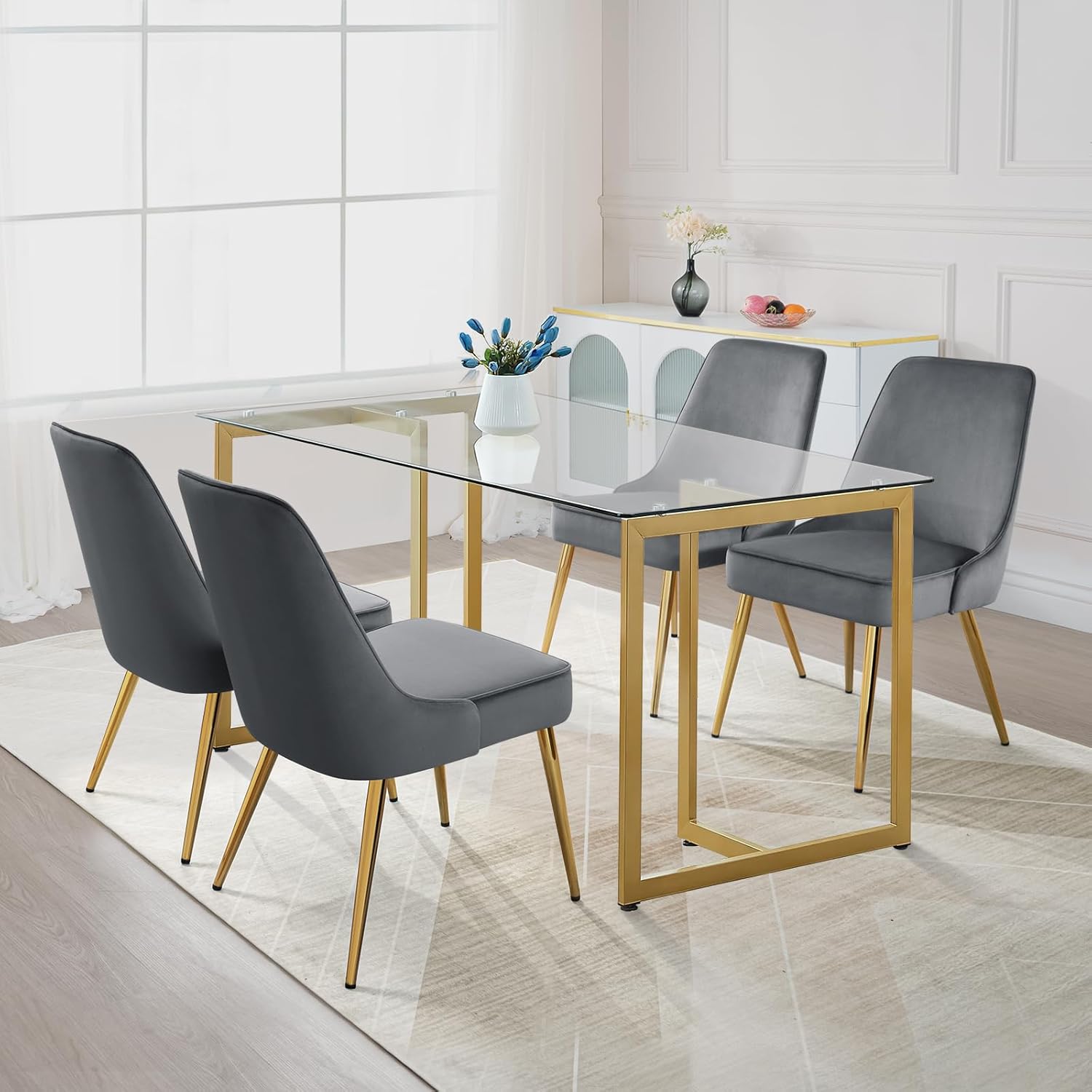 Modern Dining Chairs Set of 2,Mid-Century Upholstered Velvet Kitchen & Dining