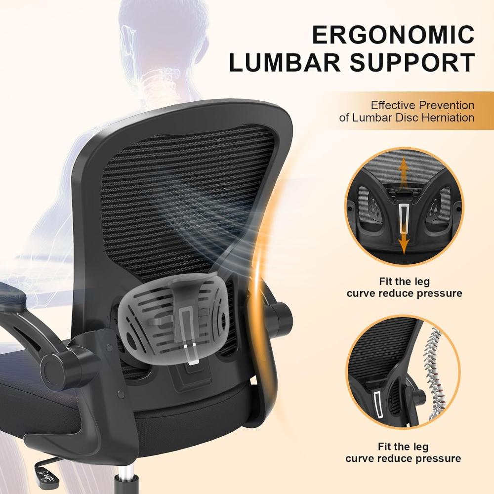 Silla de oficina Synorla Negro con reposabrazos abatibles
