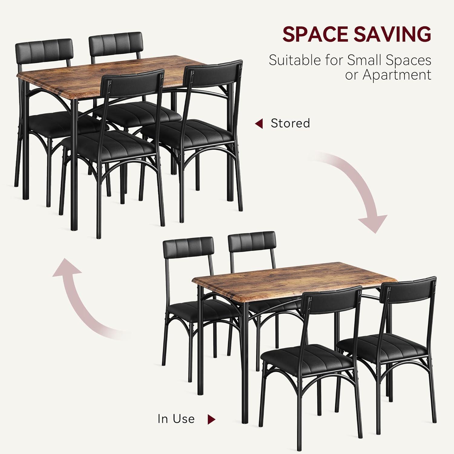 IDEALHOUSE Juego de mesa de comedor para 4, mesa de cocina y sillas para 4 con