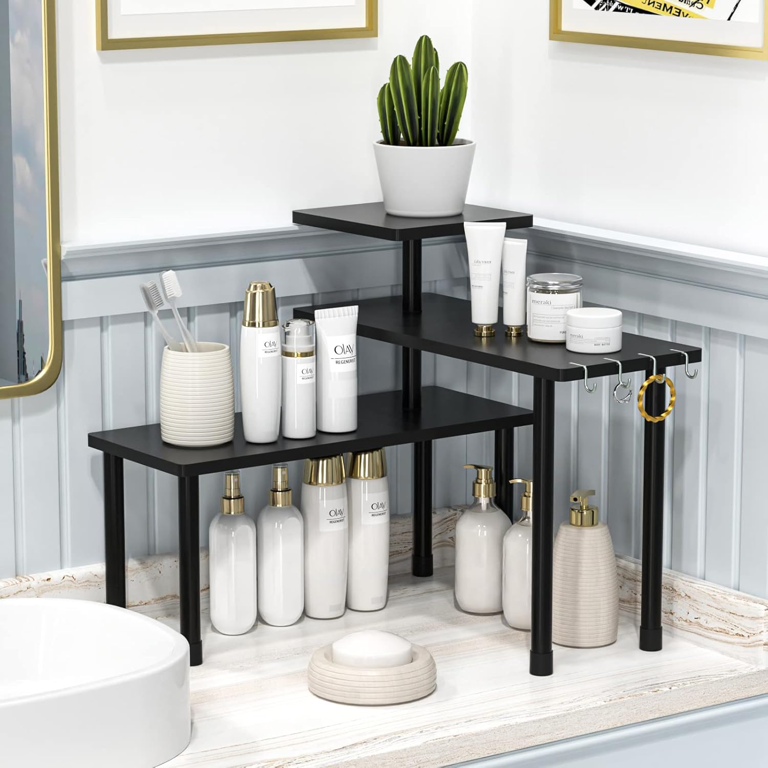 JayRex Organizador de baño, estante de baño, estante esquinero de 3 niveles,...
