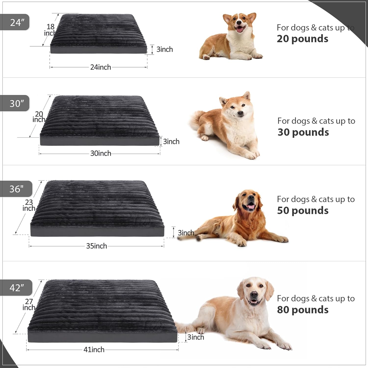 Vonabem Cama grande lavable con funda extraíble impermeable, camas para perros...