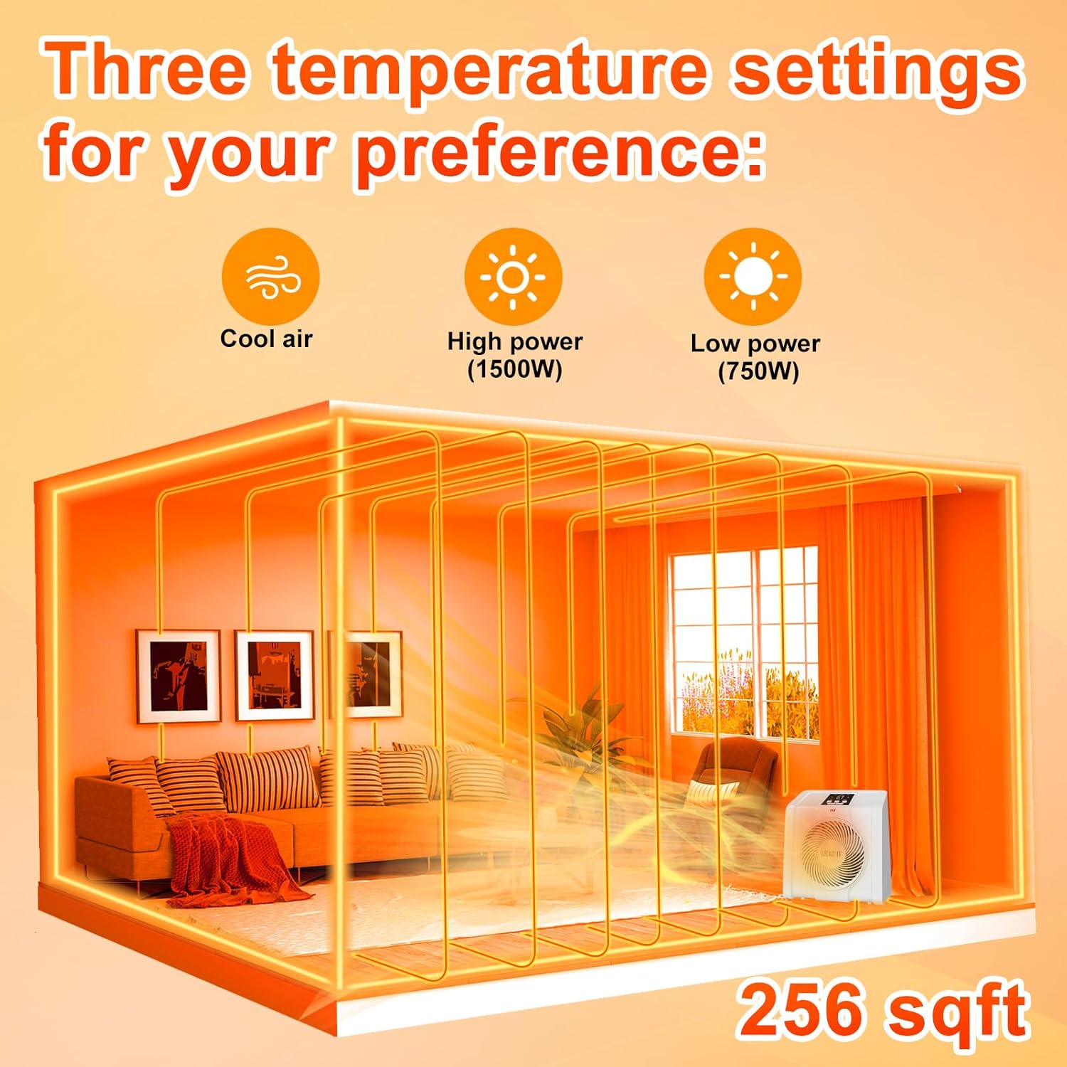 HEATIT Calentador de espacio para interiores, pantalla digital con termostato,...