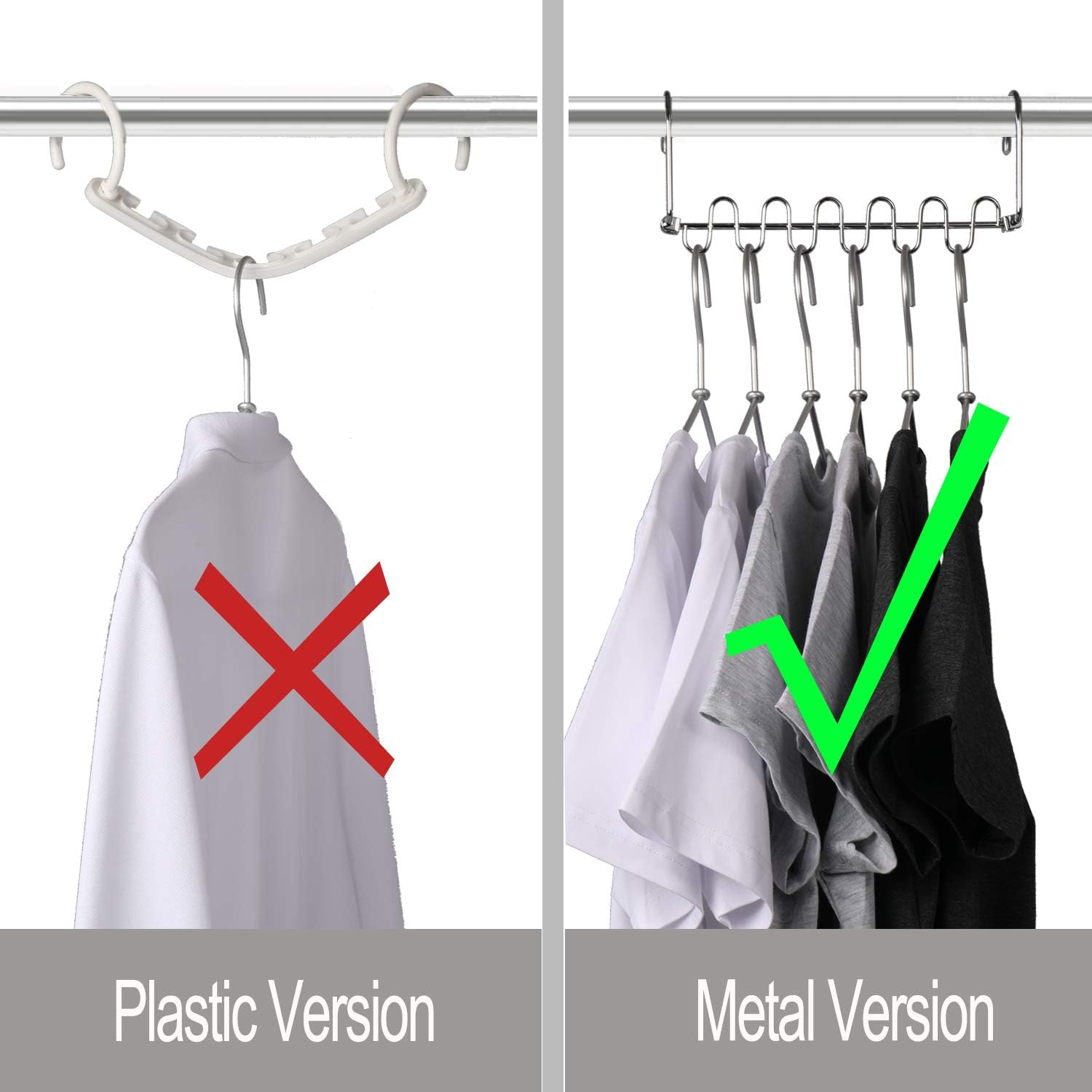 Paquete de 12 perchas de metal mágico en cascada para ahorrar espacio,