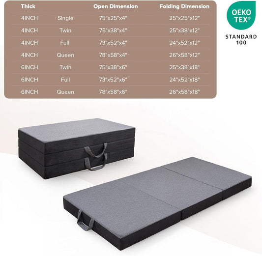 Vamcheer Colchón triple plegable tamaño individual Colchón plegable de 6