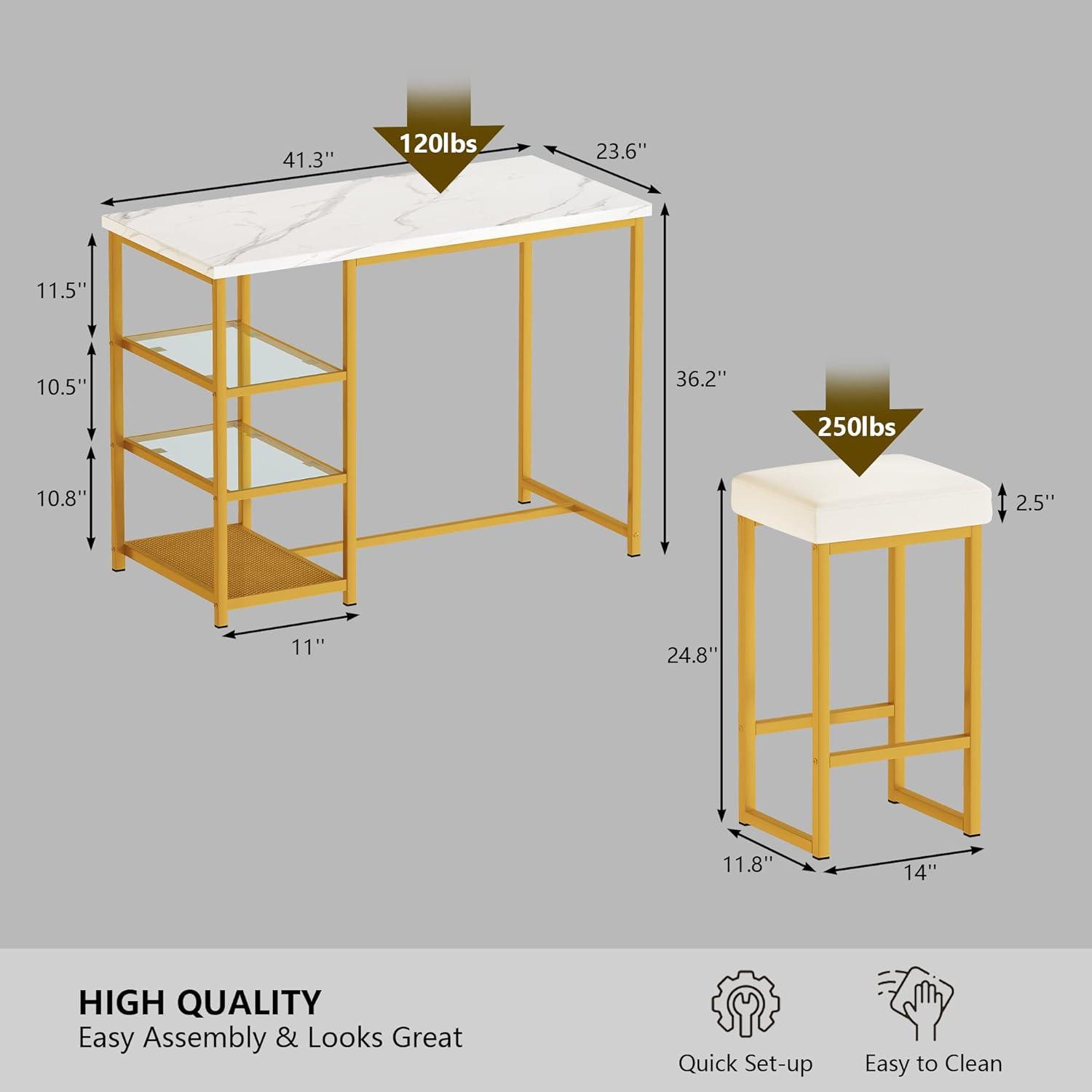 Lamerge Juego de mesa de cocina para 2, isla de cocina con mesa de bar con