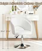 Furnimart Silla de tocador de cuero blanco, silla de acento ajustable en altura...