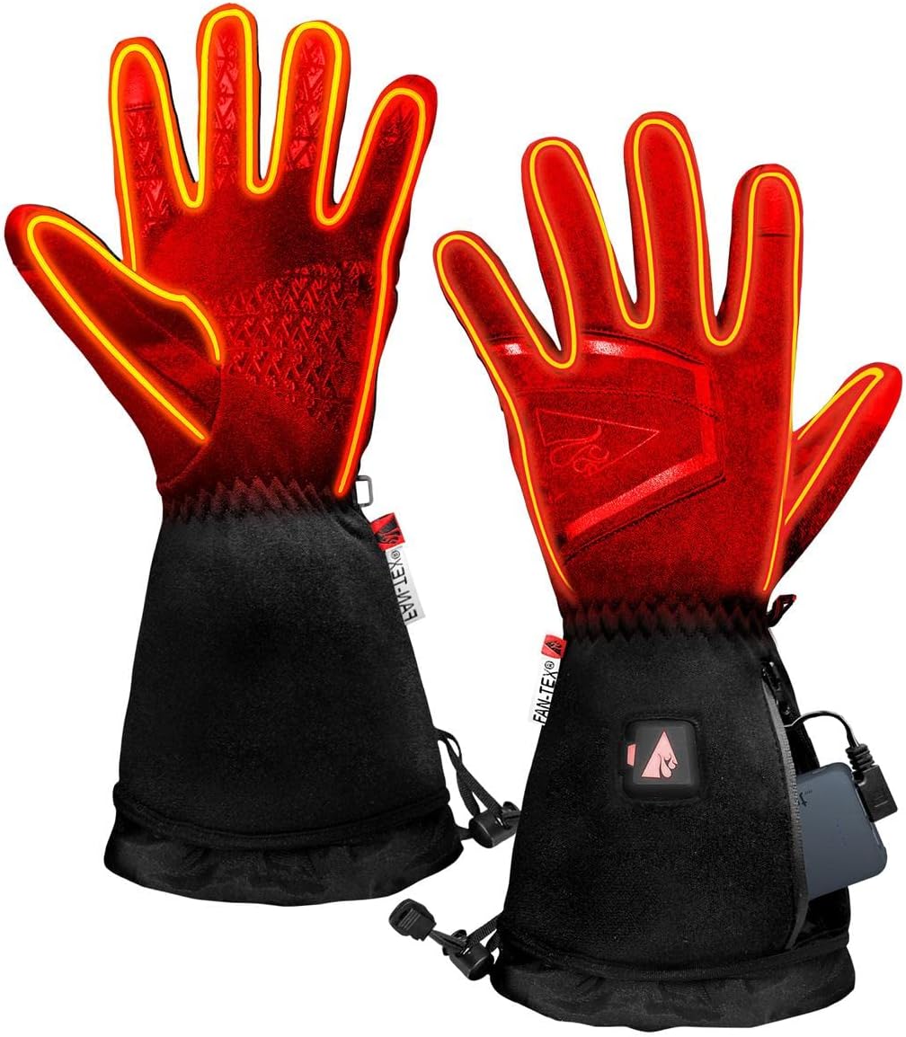 5V Lightweight Battery Heated Gloves for Women Waterproof Membrane, 3 Heat