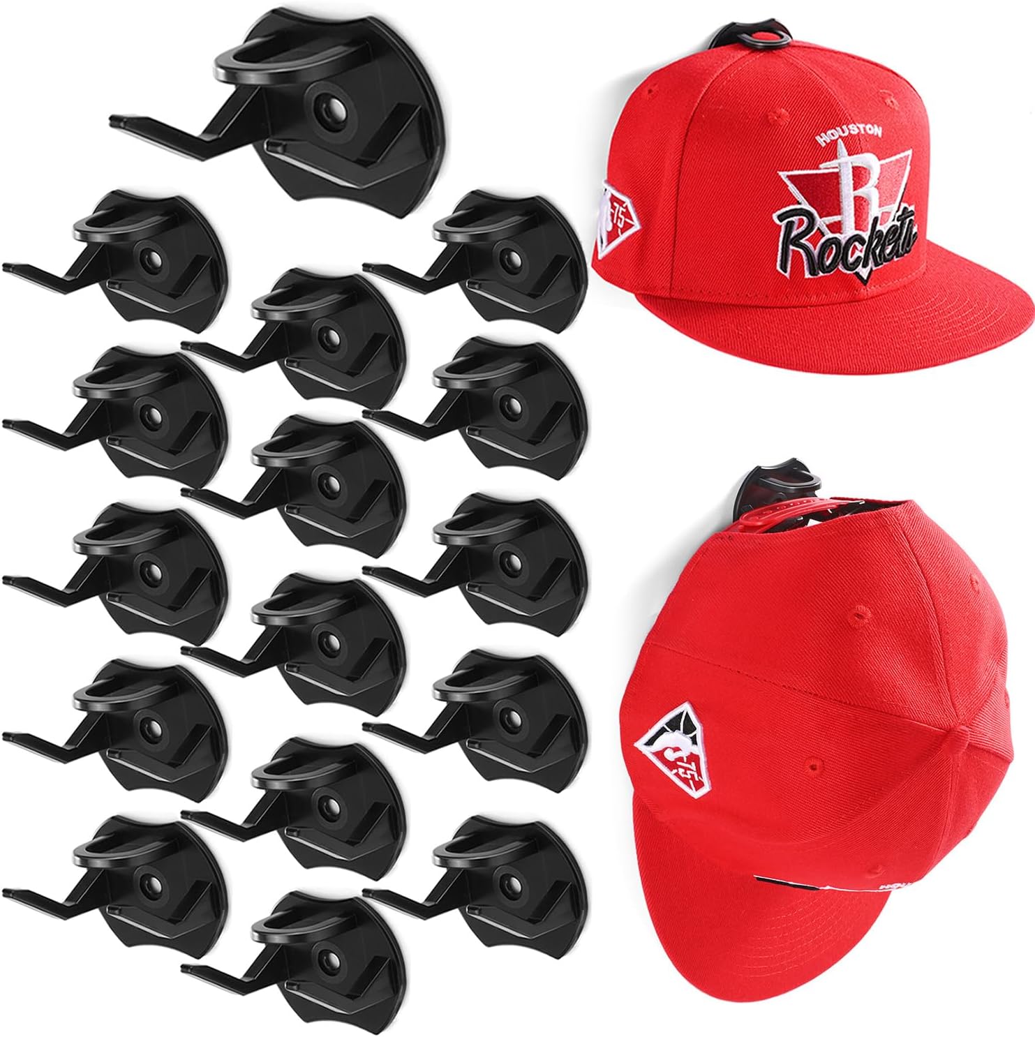 Perchero adhesivo para gorras de béisbol de pared, paquete de 16 ganchos para...