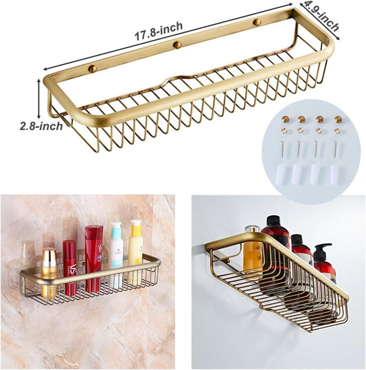 Estante de baño de latón antiguo organizador de ducha Caddy montado en la pared...