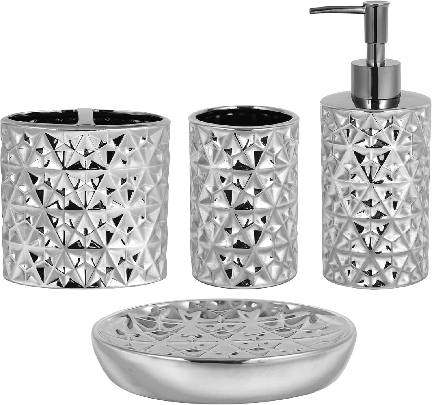 Juego de accesorios de baño plateados, juego completo de accesorios de baño de...