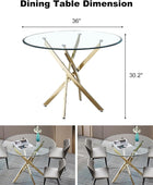 Mesa de comedor redonda de vidrio de 36 pulgadas para 4, mesa de comedor de
