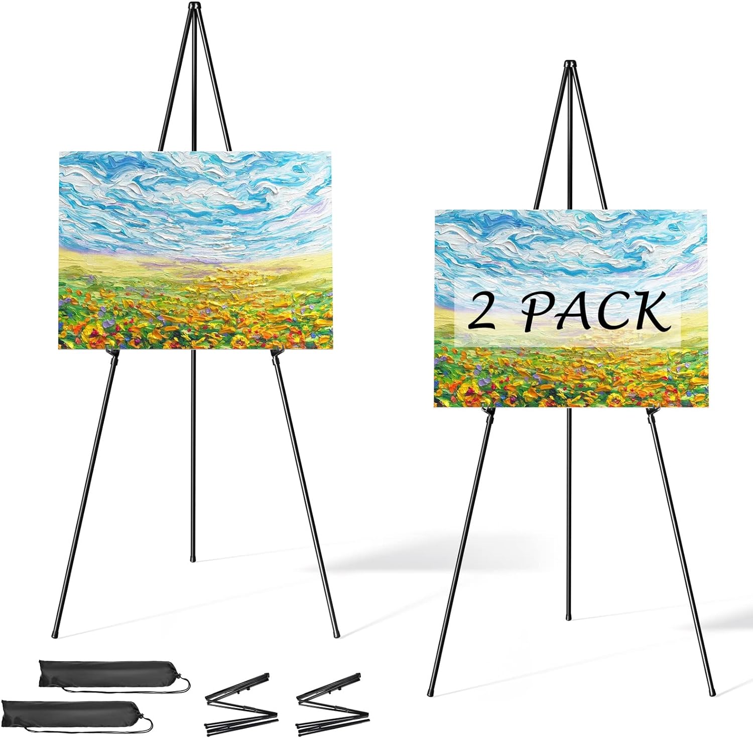 Soporte de caballete para exhibición, caballete portátil de pintura de 63...