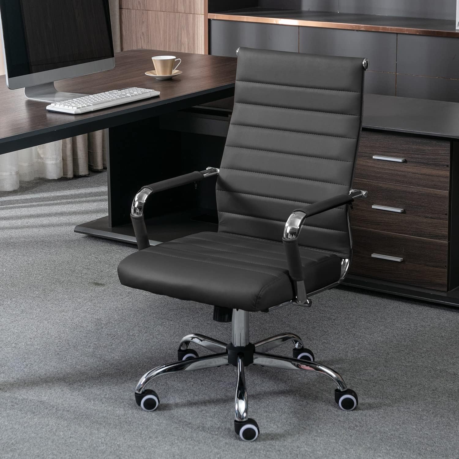 Okeysen - Silla de escritorio de oficina, ergonómicas de cuero modernas sillas...