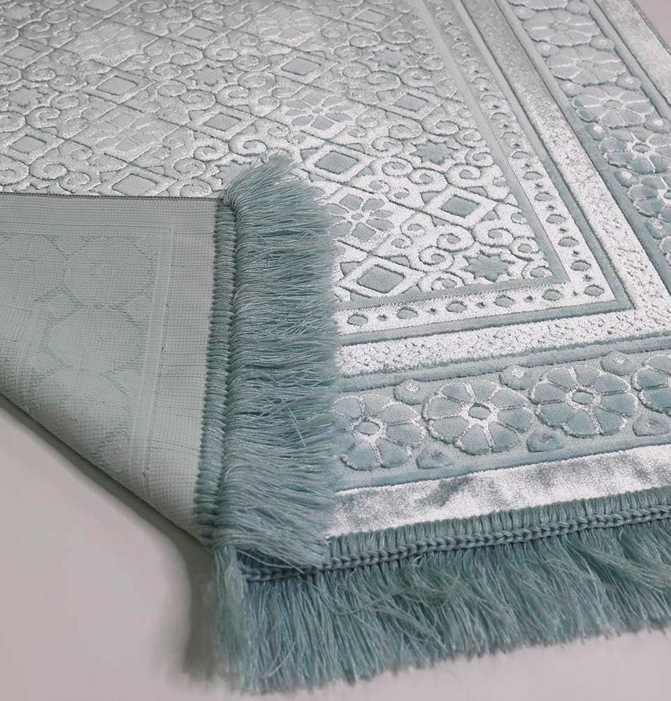 Modefa Alfombra de oración de terciopelo con cuentas de oración Ramadán Eid...