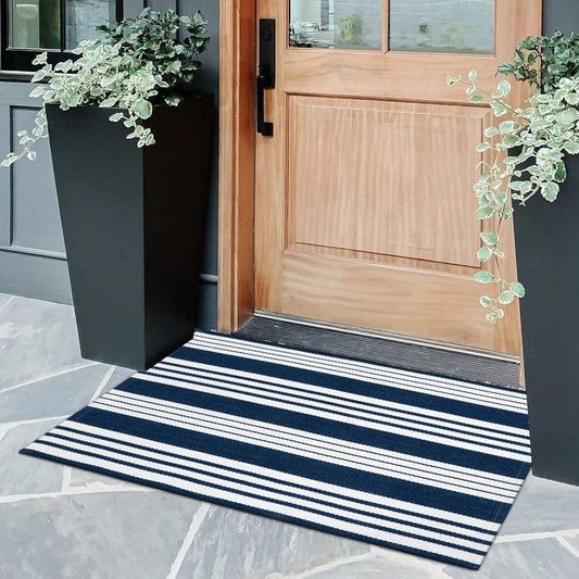 OJIA Tapete para puerta delantera, 2 x 3 pies, a rayas, lavable a máquina,...