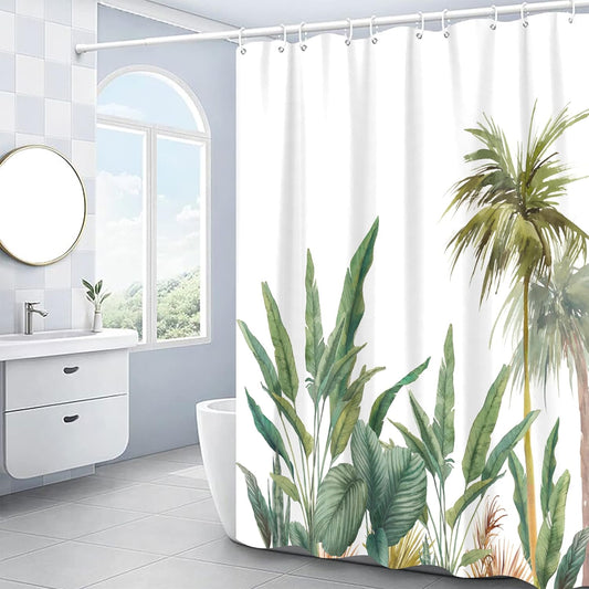 Cortina de ducha con diseño de plantas tropicales, juego de cortinas de ducha...