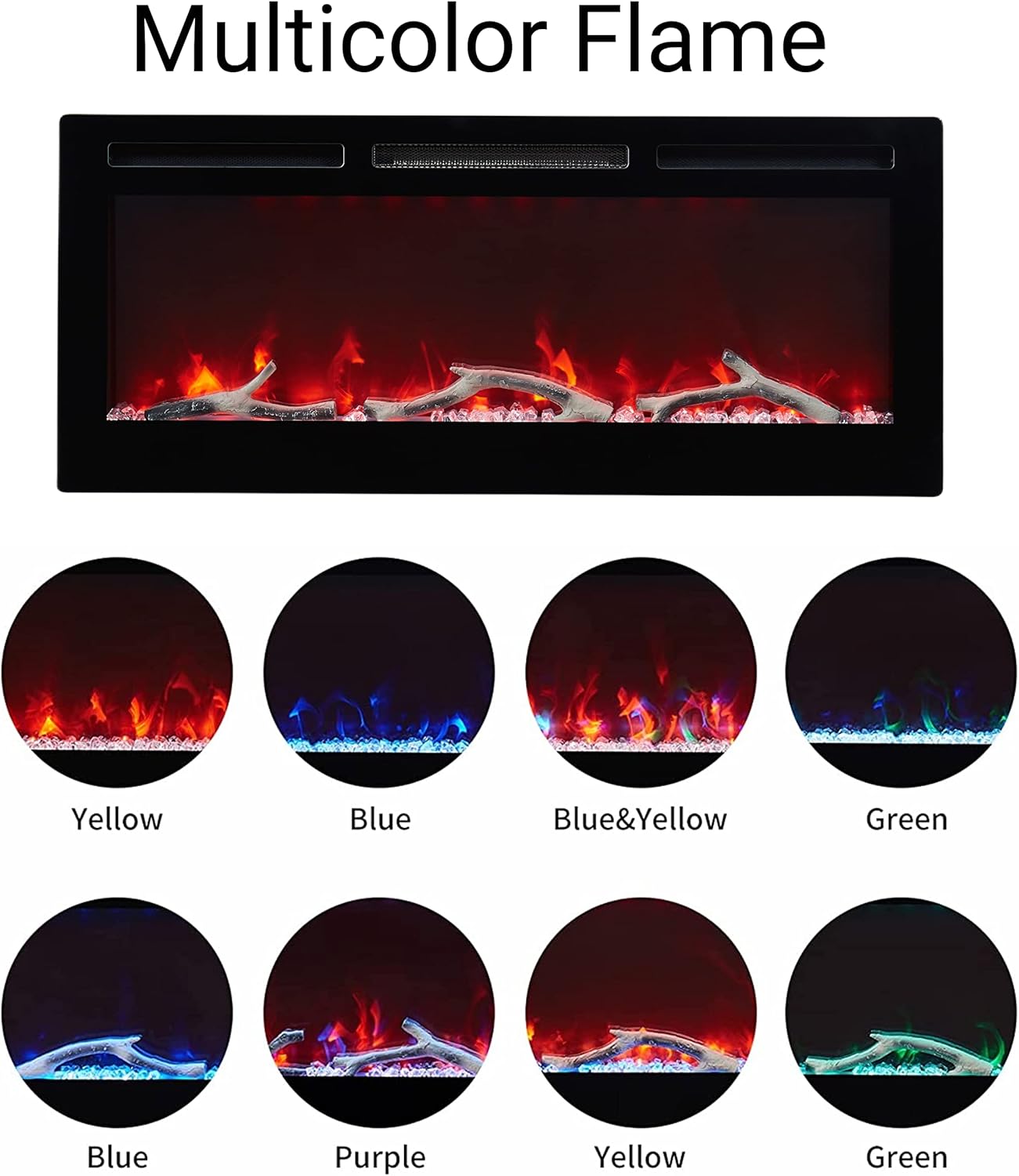 Chimenea eléctrica empotrada y montada en la pared de 42 pulgadas, calentador...