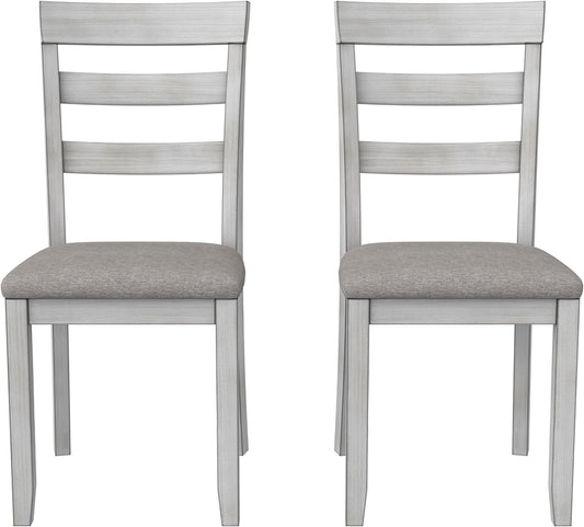 Jersey Juego de sillas de comedor de madera de 2 piezas, color blanco y marrón