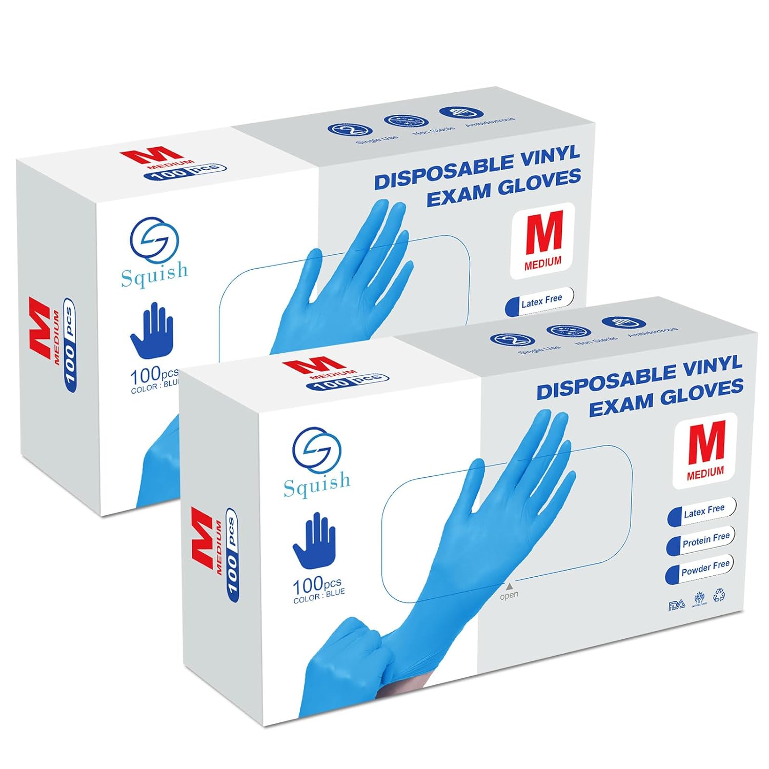 Guantes desechables, guantes de vinilo azul sin látex, sin polvo, guantes de