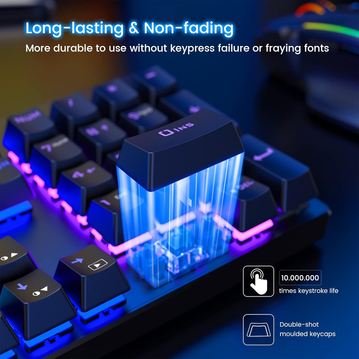RisoPhy Teclado mecánico para juegos, RGB de 104 teclas ultradelgado con...