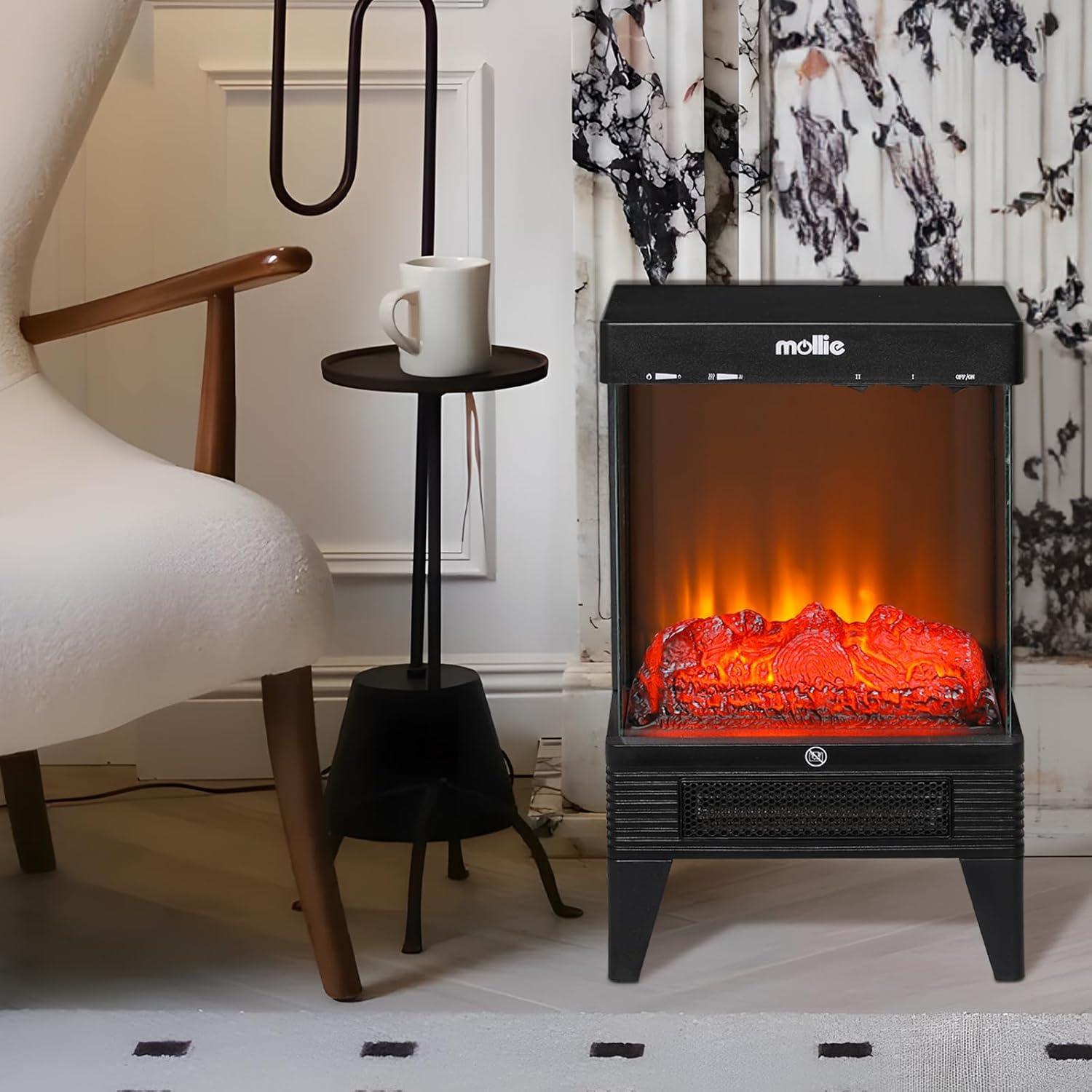 Estufa eléctrica de 21 pulgadas de 1500 W, calentador de chimenea independiente