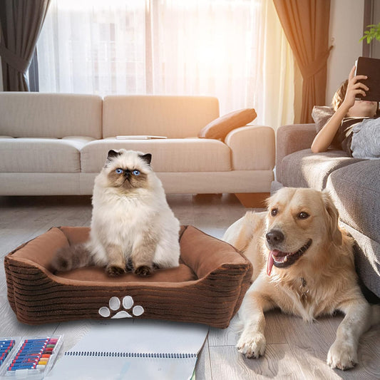 Happycare Textiles - Cama para perro rectangular larga para mascotas con...