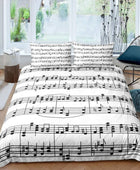 Erosebridal Juego de ropa de cama con temática musical, funda de edredón de...