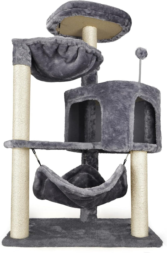 YUNIQUE Árbol para gatos con condominio para gatos y hamaca grande, gris