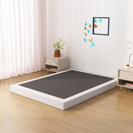 Base de cama California King de 7 pulgadas, base de colchón de metal de perfil