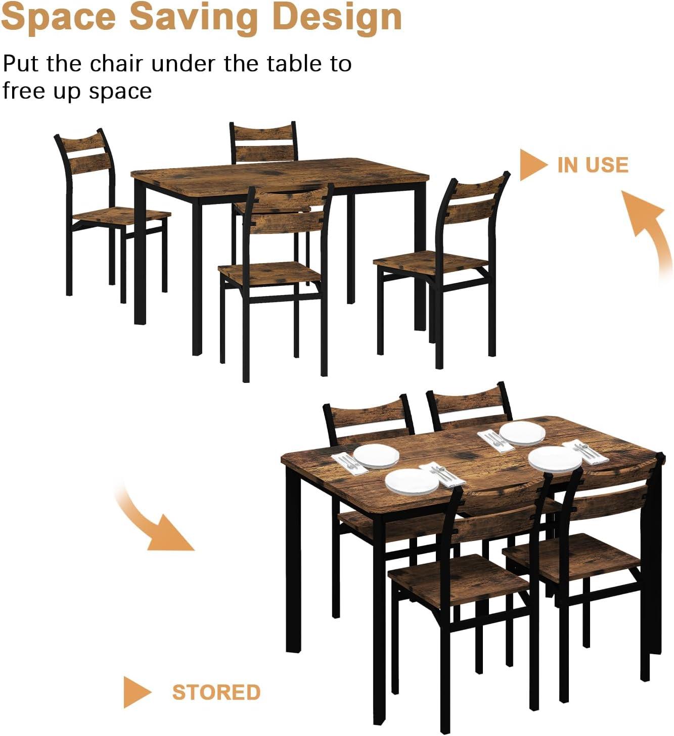 Juego de 4 sillas de mesa de comedor de madera para cocina, juego de 4, mesa de