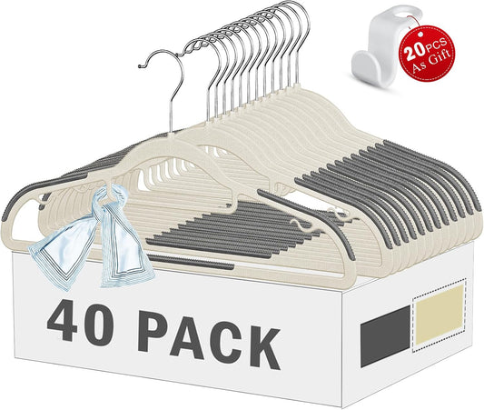 Perchas antideslizantes, paquete de 40 perchas de plástico para ropa, perchas...