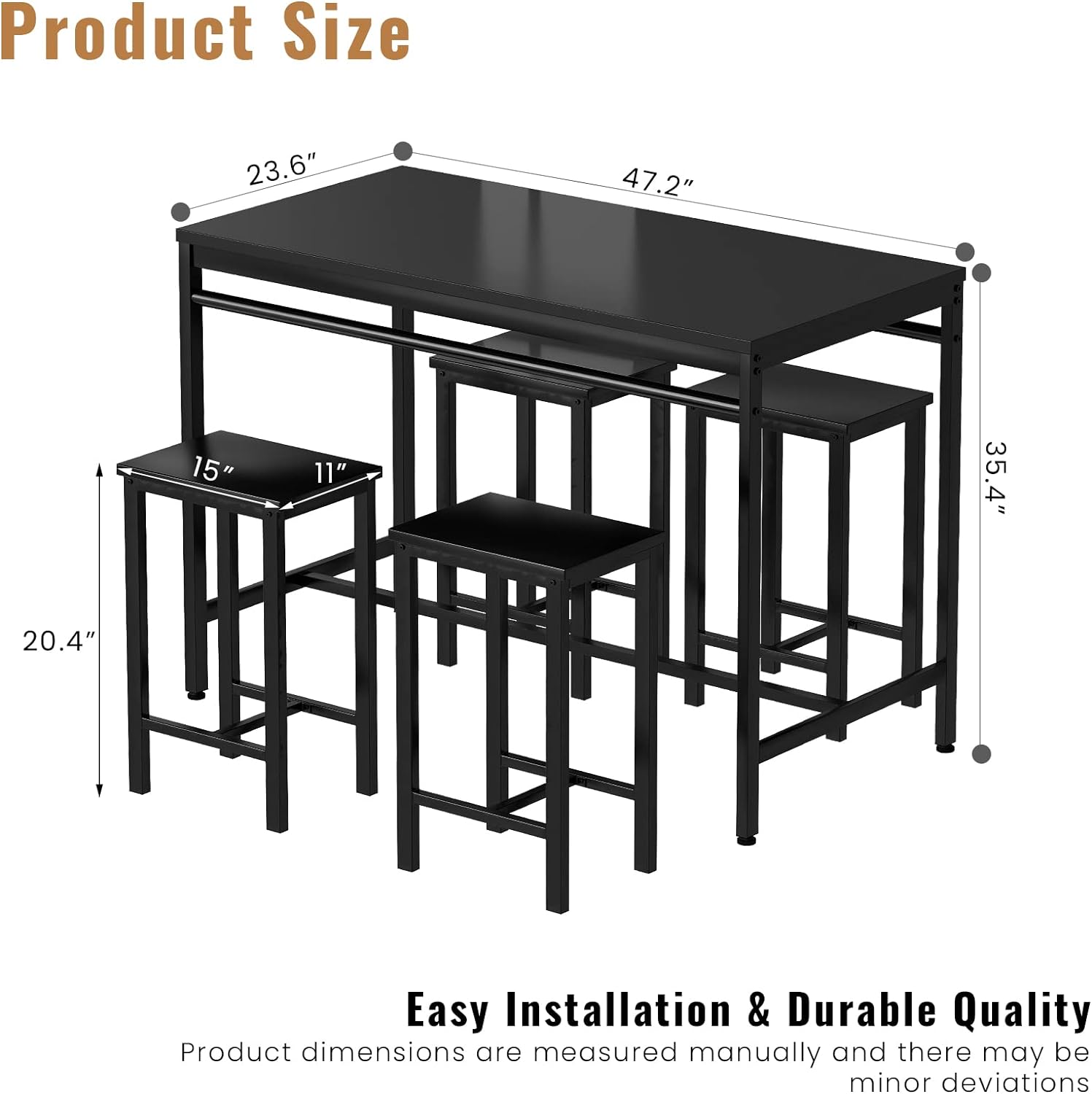 Juego de mesa de comedor de 5 piezas, mesa de cocina moderna y sillas para 4,