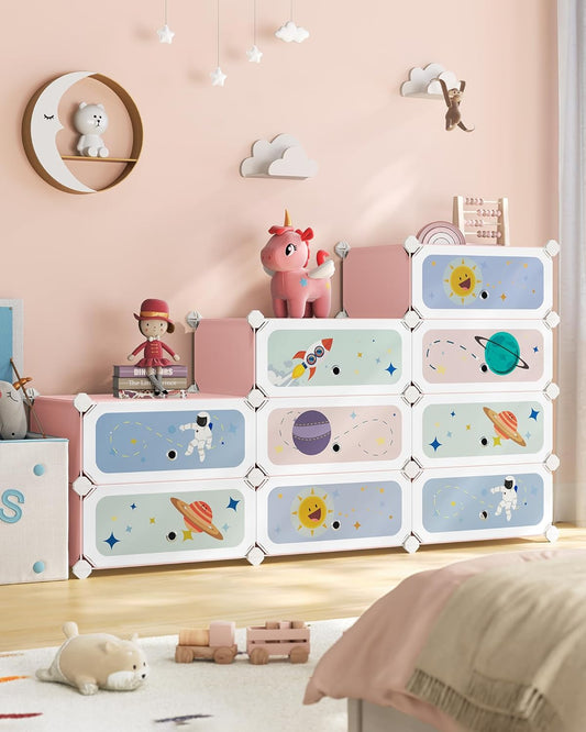 Zapatero para niños con puertas, organizador de almacenamiento apilable de 12
