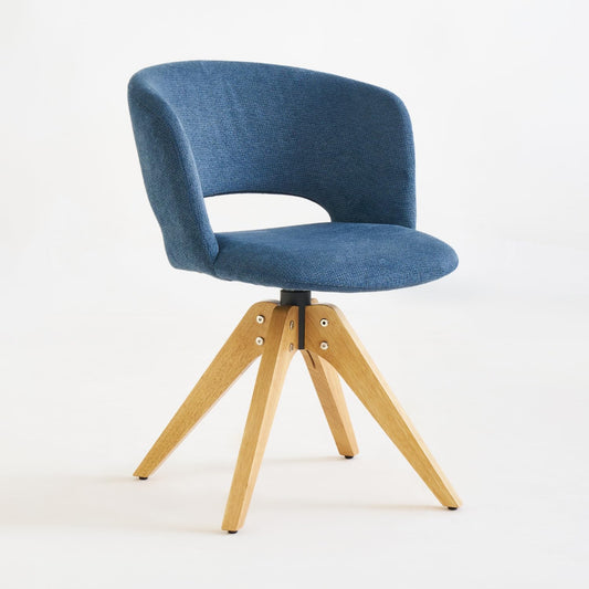 Silla giratoria moderna de mediados de siglo con patas de madera maciza, silla...