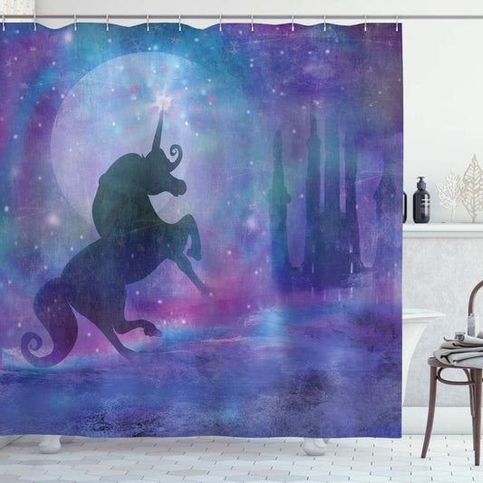 Ambesonne - Cortina de fantasía para regadera, diseño en tono malva, silueta de...