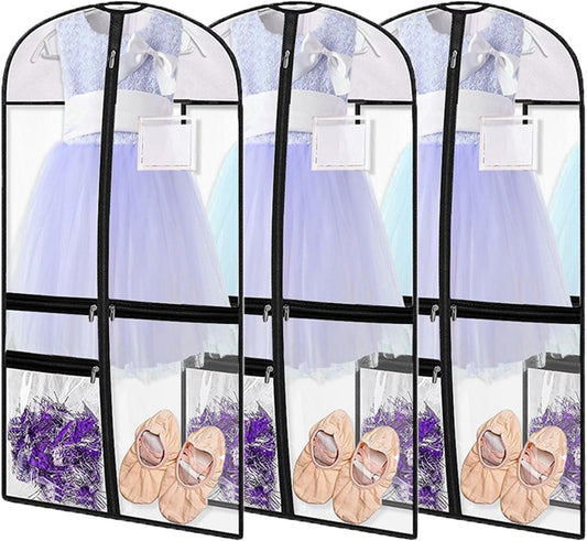 Paquete de 3 bolsas de ropa de baile de PVC transparente para bailarines, bolsa...