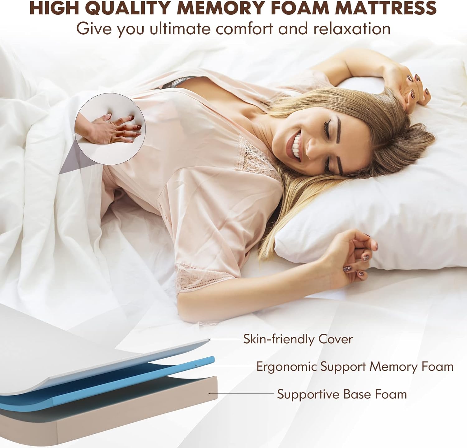 Cama plegable con colchones de 4 pulgadas para adultos, cama individual