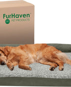 Furhaven - Cama ortopédica de espuma para perros de piel sintética y gamuza, en...