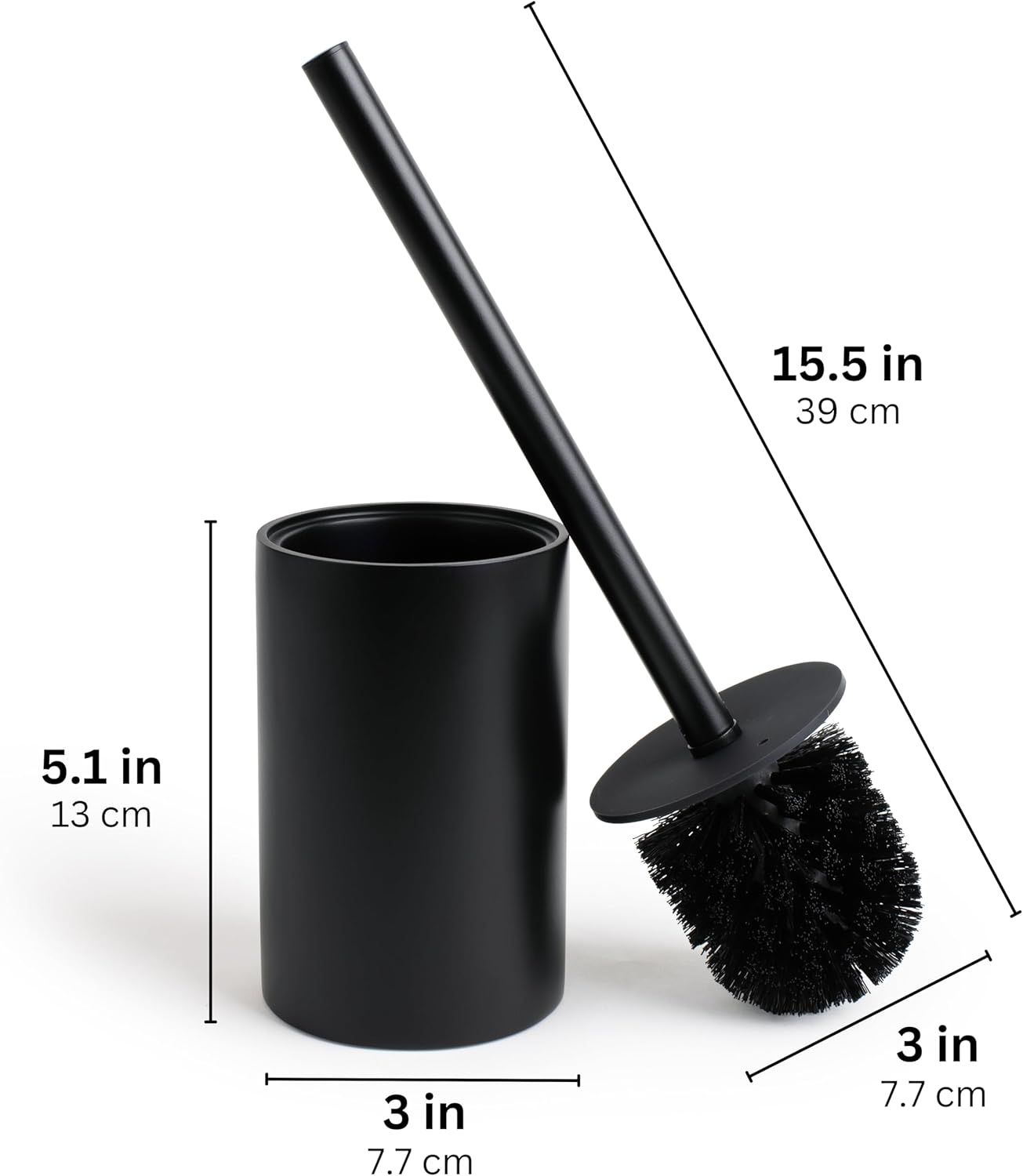 Cepillo de inodoro negro mate para baño con soporte, limpiador de baño con...