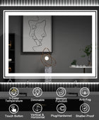 Espejo LED de baño, 40 x 32 pulgadas con luz frontal y retroiluminada,...